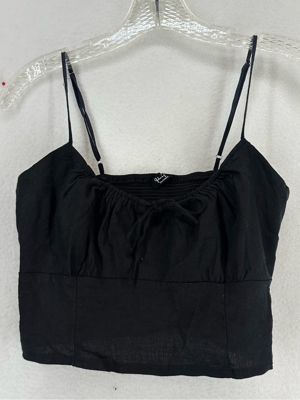 John Galt Brandy Melville Black Linen Blend Tie Front Crop Cami One‎ Size
